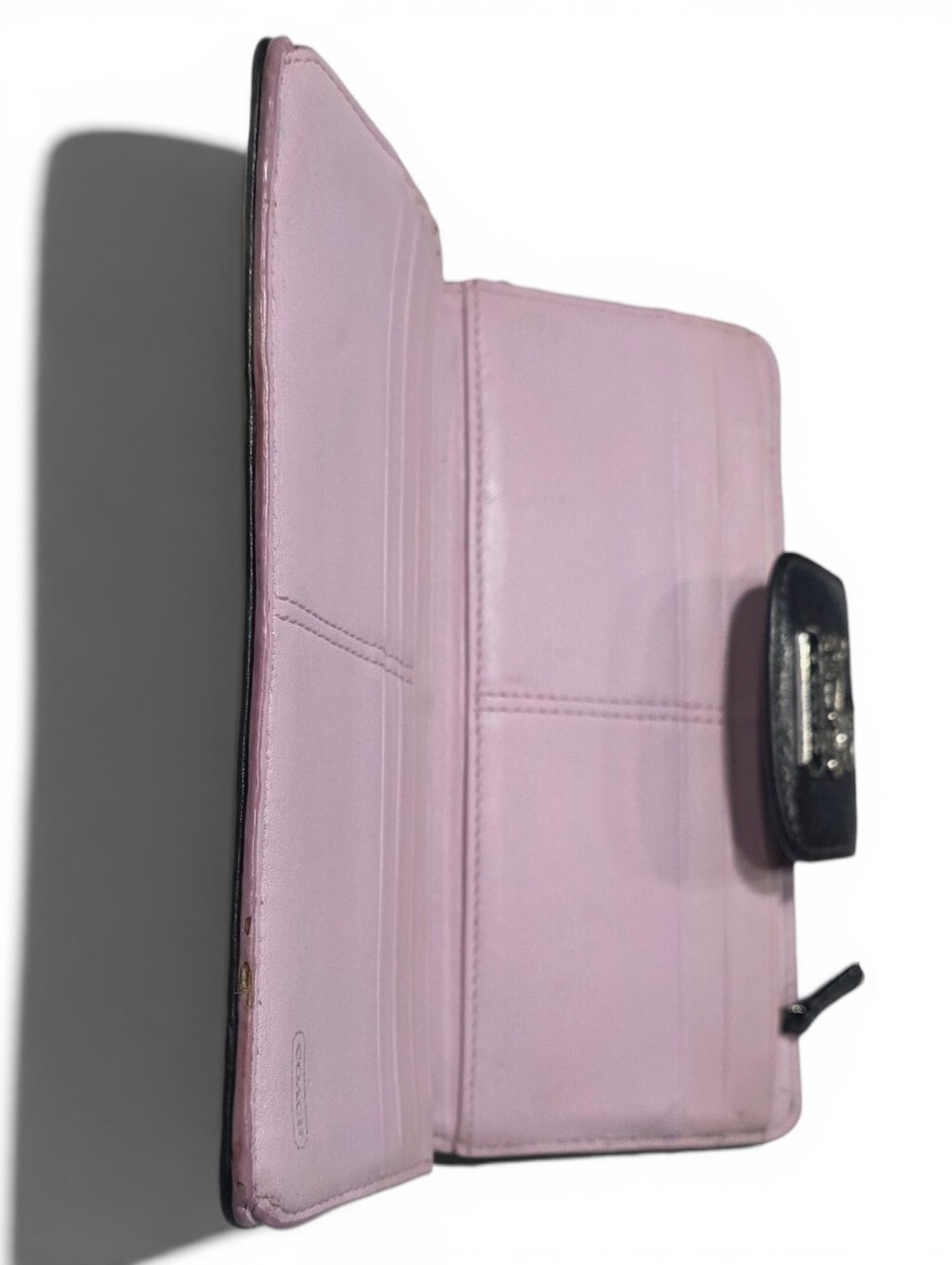 Coach Black Signature Continental Wallet with Logo Plaque, Preowned/Pre Loved - Picture 15 of 16